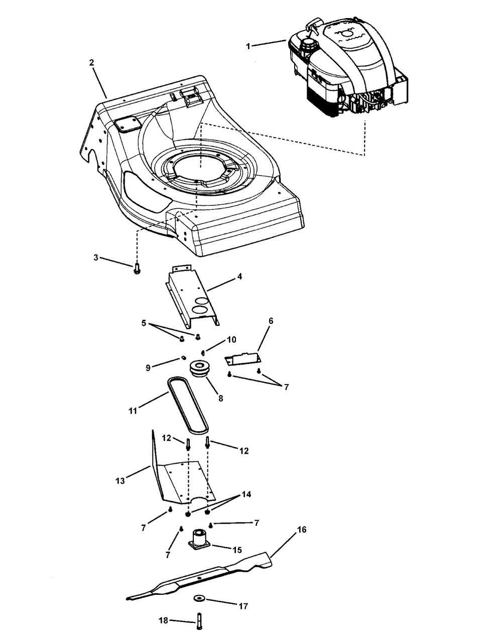 Engine And Blade Assembly (Btpv21) Diagram and Parts List for 7800268-BTPV21675E 2008 Briggs and Stratton Lawn Mower